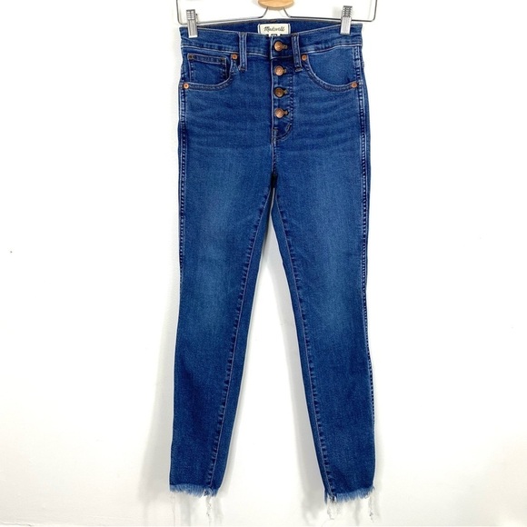 MADEWELL Petite 10" High-Rise Skinny Jeans Mackey Wash Button-Front Style#AG149 - Picture 3 of 10